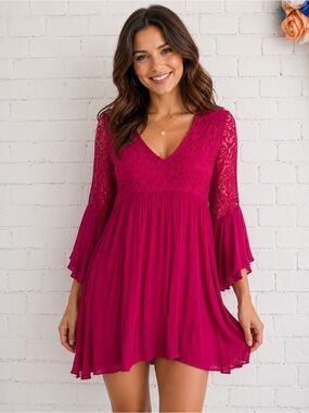 Umgee lace bell sleeve dress